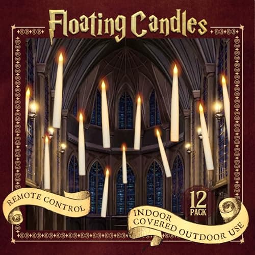 ORIENTAL CHERRY Halloween Decorations - Floating LED Candles with Remote Control -12Pcs Magic Witch Wizard Christmas Decor for Indoor Home Room Classroom Bedroom Birthday Party (with Common Remote) - Image 1