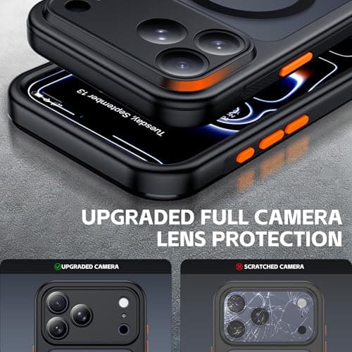 xiwxi Magnetic for iPhone 17 Pro Max Case(Compatible with Magsafe)(Water-Resistant)(Camera Control Button)(Mil-Grade Drop Protection) Translucent Matte Full-Body Shockproof Phone Cover,Black - Thumbnail 3