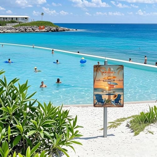 Carastora Tropical Beach Metal Sign – 8x12 Inch Retro Wall Decor with Surfboards and Palm Trees – Vintage Tin Sign for Patio, Porch, Bar, or Coastal Bathroom - Thumbnail 2