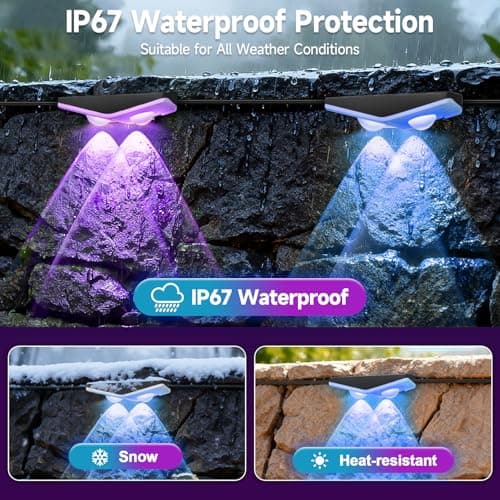 AHAWILL Fence Lights Outdoor 8 Packs,Smart RGB Fence Lighting with APP&Remote Control,IP67 Waterproof Fence Lights,DIY Scene Modes,LED Light for Fence,Patio,Yard,Garden(50ft) - Thumbnail 3