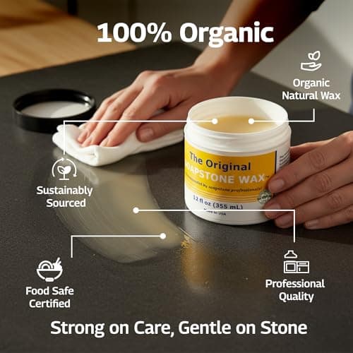 The Original Soapstone Wax | Food-Safe Natural Wax for Soapstone Countertops – Enhances & Darkens Stone, Long-Lasting Protection (12oz) - Thumbnail 4