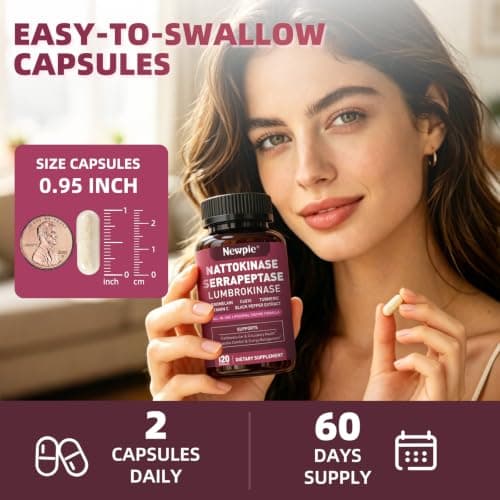 Blltzzz Nattokinase Supplement 12,000 FU - Systemic Enzymes Complex with Serrapeptase Lumbrokinase & CoQ10 - Supports Cardiovascular Health, Blood Flow & Circulation - 120 Non-GMO Vegetarian Capsules - Thumbnail 6