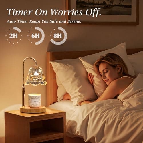 BYART Candle Warmer Lamp with Timer Dimmable, Adjustable Height Wax Melts Warmer for Jar Candles, Birthday Mothers Day Gifts for Women Mom, House Warming Gifts New Home Decor - Thumbnail 4
