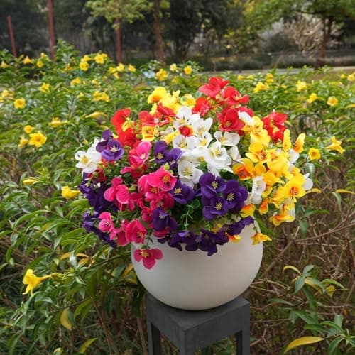 FULLMUSIC Artificial Flowers for Outdoor, 20 Pcs UV Resistant Realistic Pansies Fake Flowers for Indoor and Outdoor Garden, Porch, Patio, Window Box Decor All Year Round (20, Mixed Color) - Thumbnail 3