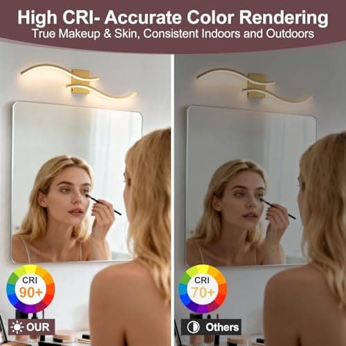 Vloitgol Bathroom Vanity Light Fixture, 31.5W 5CCT Dimmable Modern Led Bathroom Light Fixtures Over Mirror,Gold LED Vanity Lighting Bar for Bathrooms (Gold, 31.5inch) - Thumbnail 4