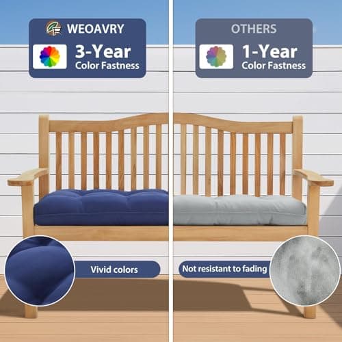 WEOAVRY 4" Thick Outdoor Bench Cushion 44x19x4 Inch, Waterproof Patio Furniture Cushions, Bench Seat Cushion for Porch Swing, Window, Indoor - Thumbnail 3