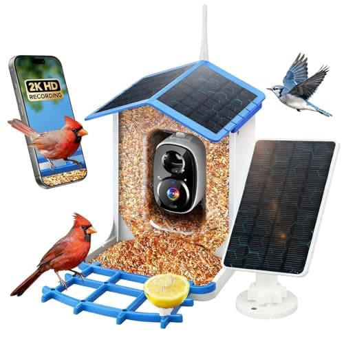 Smart Bird Feeder with Camera Solar Powered for Outdoors, AI Bird Species Identification, 2K HD Video Live Stream Bird House with Cam, Instant Arrival Alerts, Ideal Gifts for Bird Lovers - Image 1