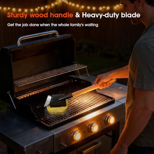Treybair Grill Brush for Outdoor, Grill Bristle Free Reinforced Grill Cleaner Scraper BBQ Brush, BBQ Replaceable Cleaning Head, Heavy Duty Triple-Groove Scraper Design for All Grates - Thumbnail 6