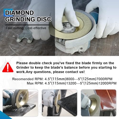 BRSCHNITT 2pcs Diamond Grinding Cup Wheel 5 Inch - Diamond Cutting Disc for Dekton Porcelain Tile Ceramic Granite Marble Grinding Disc Fits 7/8-5/8 Inch Arbor 125mm - Thumbnail 4