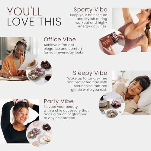 Wycare 100% Silk Scrunchies - Mulberry Silk Hair Ties (Set of 3 Nude) - Thumbnail 6