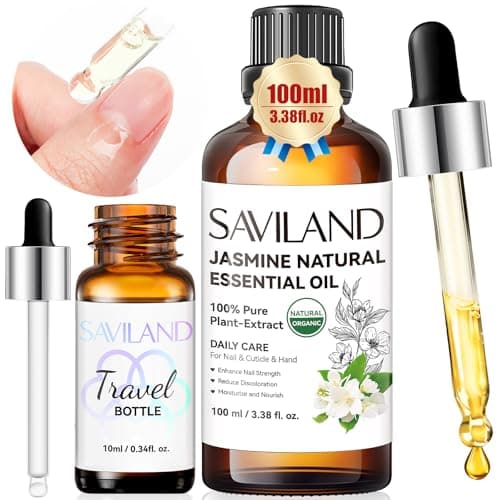 SAVILAND Jasmine Essential Oil for Cuticle Nails Hands: Ultra Repairing Cuticle Oil 100% Pure Plant-Based Nail Strengthener Hand Oils for Dry Hand Damaged Cuticle Weak Nail Care with Travel Bottle - Image 1