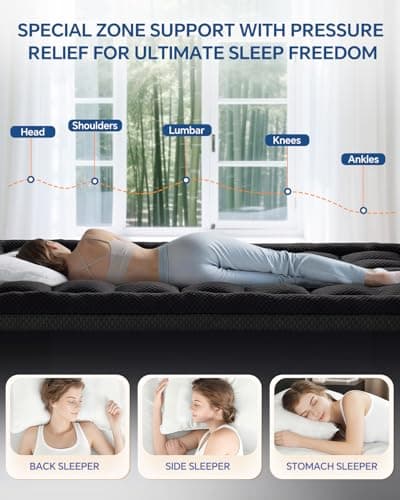 BEDELITE Dorm Room Essentials, Dual Layer 4 Inch Twin XL Memory Foam Mattress Topper for College Students Back to School, 2 Inch Pillow Top Mattress Pad and 2 Inch Cooling Gel Foam (Black) - Thumbnail 4
