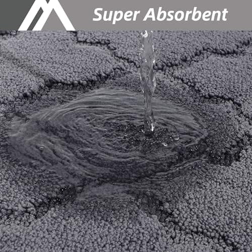 COSY HOMEER-Kitchen-Rugs 20"x48" Non-Slip Absorbent Soft Kitchen Runner Rug Polyester Kitchen Mats for Floor Washable Kitchens Standing Floor Mat for Sink Mat,Hallway,Laundry,Dark Grey - Thumbnail 4