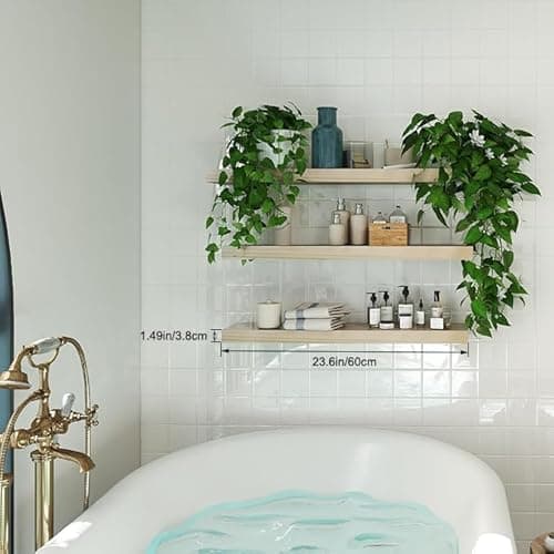 Mifurn Floating Shelves for Wall, Bathroom Shelves Over Toilet, Wall Shelves & Book Shelf for Room, Hanging Shelf, Modern Wooden Mounted Floating Shelves, 24x7x1.5 in (Oak, Set of 3) - Thumbnail 6