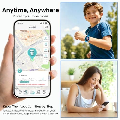 LAGENIO K3 Smart Watch for Kids with GPS Tracker, 1.7 Inch HD 4G Smartwatch with Video Calls, Texting, and Parental App, SOS, Music, Alarm Clock, School Mode, IP68 Waterproof for Ages 5-12 - Thumbnail 4