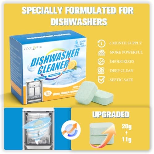 OOOFLOWER 6-Pack Dishwasher Detergent and Deodorizer Tablets, Deep Clean Formula, Dishwasher Safe, Removes Scale, Odors, and Hard Water Residue (Lemon Scent) - Thumbnail 2