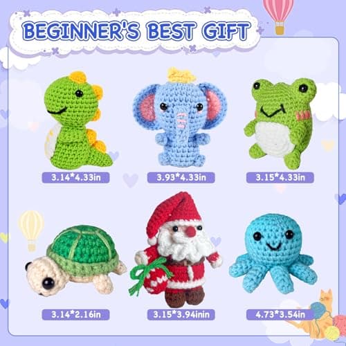 Wunila 6Pcs Crochet Kit for Beginners, Crochet Animal Kits for Adults with Step by Step Videos Tutorials, Knitting Kit for Crochet Lovers Great Birthday Holiday Gift, DIY Handmade Gifts - Thumbnail 3