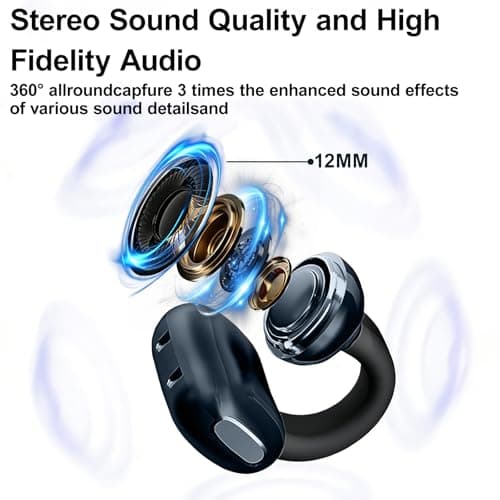 Molufeibe Open Ear Earbuds Wireless Bluetooth - Clip on Ear Buds Comfortable for All Ears， ENC Noise Cancelling Headphones with 50H Play Time, IPX5 Waterproof for Sports - Purple - Thumbnail 5
