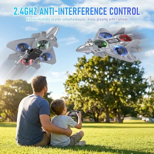 RC Plane Remote Control Airplane Drone for Kids Ages 8+, RC Planes Foam Airplanes for Adults Kids, Fighter Jet Toy with Lights 360°Flip and 3 Speed Modes, Airplane Toys Gifts for Teenage Boys - Thumbnail 3