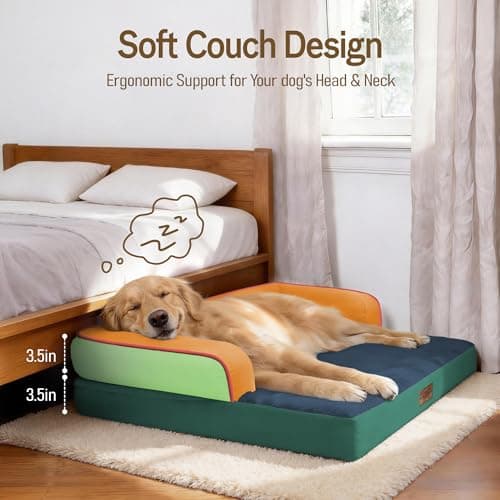 Comfort Expression Extra Large Dog Bed - XL Washable Orthopedic Ped Bed for Big Dog Waterproof Couch Memory Foam Sofa Bolster with Removable Cover - 42 x 30 - Thumbnail 3