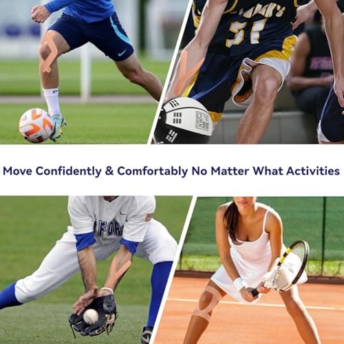 Kinesiology Athletic Tapes, 2inx32 FT Long Sports Tape for Knees and Shoulders Support, Cotton, Hypoallergenic, Waterproof, Strong Adhesive,Beige - Thumbnail 4