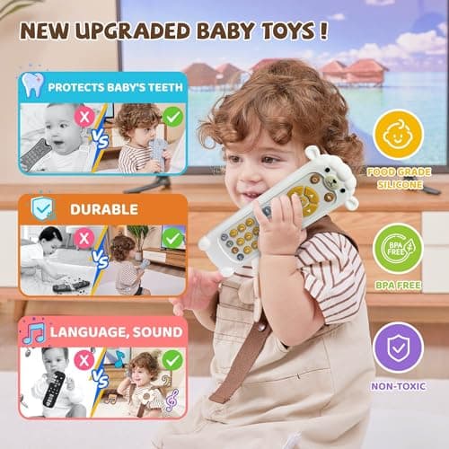 KIRALUMI Baby Remote Control Toy - Baby Musical Toys, Early Number Learning in 3 Languages (English, Spanish & French), Preschool Boys Girls Toys Gift 6, 12, 18 Months. - Thumbnail 3