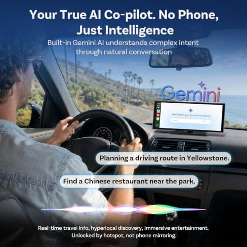 OTTOCAST OttoScreen AI 11.4" Wireless Carplay Screen for Car, Gemini AI Voice Control, Android Auto, Netflix YouTube Google Play, Dual WiFi Dual Bluetooth, 1080P Backup Camera, 8-Core Android 15 - Thumbnail 5