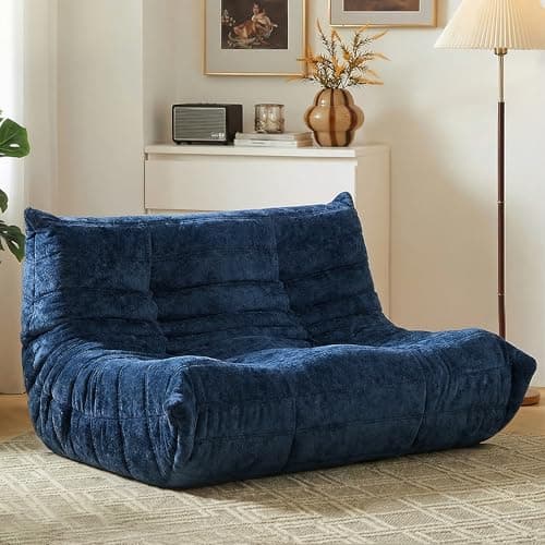 HABUTWAY Bean Bag Chair, Giant Bean Bag Chairs for Adults, Loveseat Fireside Chair, 2 Seater Lazy Bean Bag Sofa Memory Foam Couch for Living Room, Bedroom, Office (Navy Blue) - Image 1