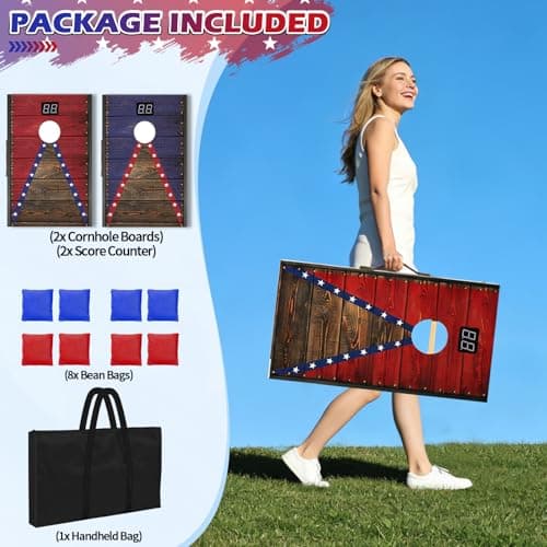 HQGZQL 2x1 ft Cornhole Board Set with Score Counter, Corn Hole Games for Adults with 8 Bean Bags, Portable Cornhole Game with Canvas Bag, Corn Hole Boards Set Regulation Size for Outdoor Lawn Backyard - Thumbnail 5