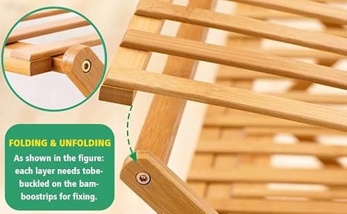 BLBPZL Bamboo Shoe Rack 4 Tier Collapsible - Shoe Rack for Entryway, Without Installation Storage Shelf Rack Perfect for Entryway Corridors Front Door Living Room Kitchen, Original Color - Thumbnail 4