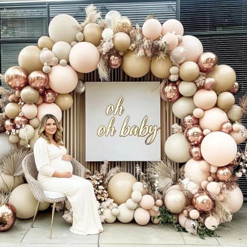 Blush Beige Gold Balloon Arch Kit - Double Stuffed White Sand Nude Balloon Garland Neutral Cream Apricot Balloons for Birthday Baby Shower Bridal Shower Boho Gender Reveal Wedding Party Decor - Thumbnail 5