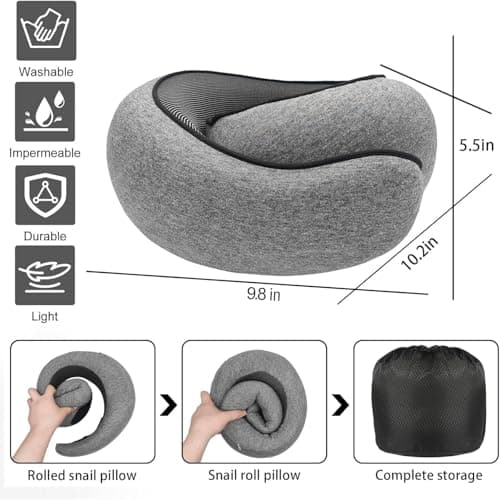 SZXYX Travel Pillows for Airplanes, 100% Pure Memory Foam Neck Pillow for Airplanes, Comfortable Breathable Cover, 360° Support Stowable Pillows for Sleeping, Car, Airport Travel Essentials - Thumbnail 4