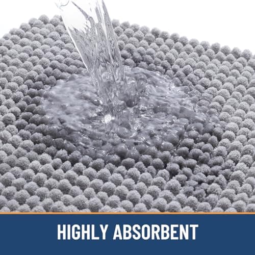 Arotive Bathroom Rugs 30" x 20", Ultra Soft Absorbent Chenille Bath Rugs, Non-Slip Rubber Backing, Machine Washable Bath Mats for Bathroom Floor, Tub and Shower, Home Decor Accessories, Grey - Thumbnail 2