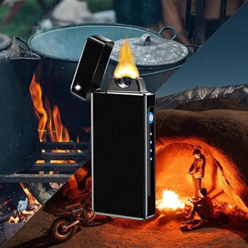 GADATOP Arc Plasma Flame Lighter USB Rechargeable Windproof Electric Lighter for Candle(Matte Black) - Thumbnail 3