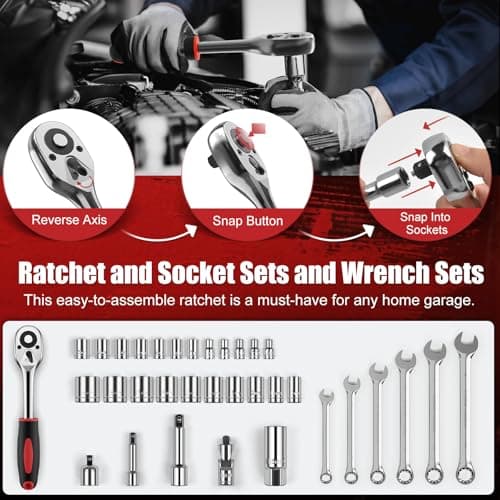 Sundpey 132-PCs Car Tool Kit - Portable General Basic Home and Automotive Repair Tool Set with Drawer for Men Women with Hook & Pick & Fastener & Valve Stem Removal Tools for RV Truck Motorcycle Bike - Thumbnail 3