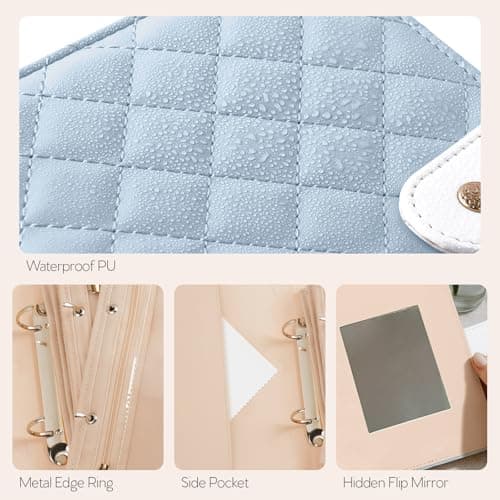 WOOMADA Travel Jewelry Organizer Case, Foldable Velvet Jewelry Storage Book with Clear Zipper Pouch and Built-in Mirror for Rings, Necklaces, Earrings, Bracelets（blue） - Thumbnail 6