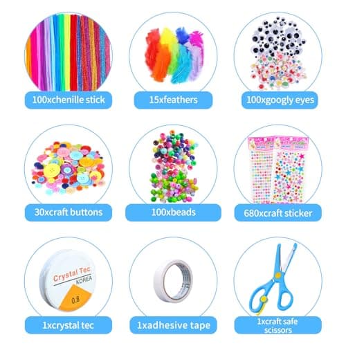 Itopstar Arts and Crafts Supplies Kit Craft Set for Kids-Art Supplies Kids Art Supplies Great for Preschool, Homeschool and Kindergarten DIY Crafting Projects-1500pcs+ - Thumbnail 3