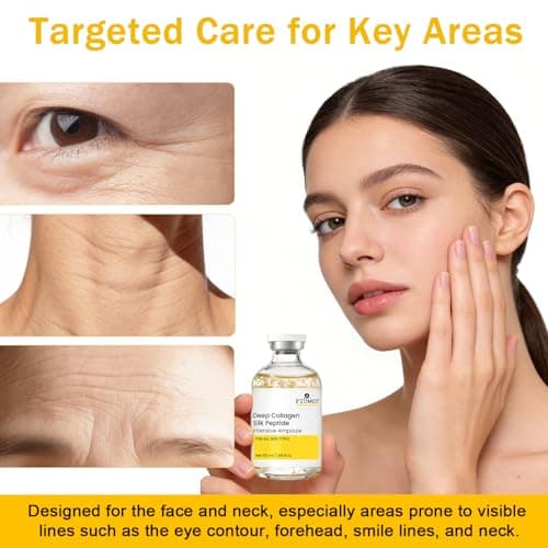 Deep Collagen Silk Peptide Intensive Ampoule with 30 Peptides, ~120 Da Collagen & Panthenol, Hydrating and Firming Serum for Fine Lines, Face & Neck, 1.86 fl oz - Thumbnail 5