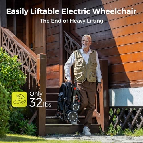 Paiseec Electric Wheelchair Lightweight Foldable, Only 32 lbs, Power Wheelchair for Adults/Seniors, Compact Motorized Wheelchair with Travel Bag, Airline Approved, Up to 11 Miles - Thumbnail 3