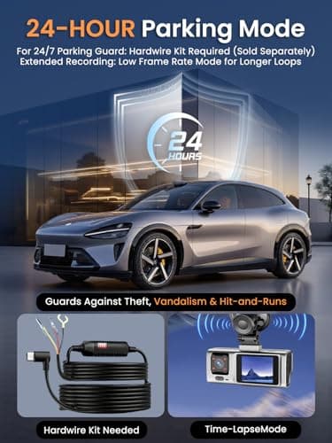 3 Channel Dash Cam Front and Rear Inside,2.5K+1080P+1080P Dash Camera for Cars,Free 64GB Card,Dashcam with WiFi,APP Control,Parking Monitor,Night Vision,Loop Recording - Thumbnail 4