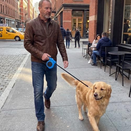 COSOWO Retractable Dog Leash with USB Rechargeable Flashlight for Night Walks, 16FT Automatic Telescopic Tractor Dog Leash for Small and Medium Dogs, Blue - Thumbnail 6