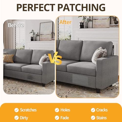 Sgooyir Fabric Repair Tape, Self-Adhesive Couch Patch Repair Fabric Patches for Furniture, Couch Repairing Kit Tape for Upholstery, Carpets, Chairs, Sofas, Pillows Linen 4x80 Inch Pale Yellow - Thumbnail 4