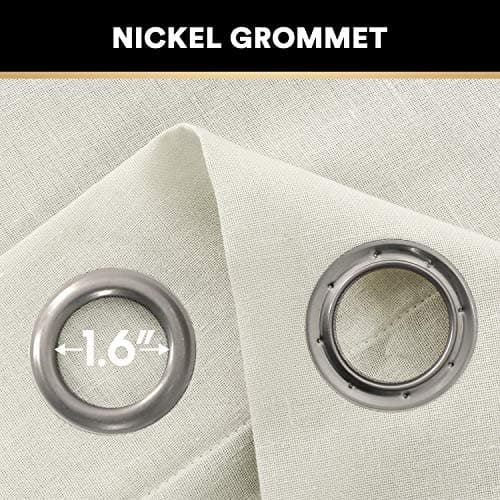 PrinceDeco Natural Linen Blended Curtains Semi Sheer Window Treatments Panels for Living Room Grommet Light Filtering Drapes Privacy Added Linen Textured Curtains, 2 Panels (Ivory, 52" W x 108" L) - Thumbnail 4