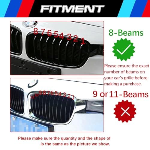 VaisbyTown Automotive Grille Inserts for BMW 3 Seres 2013-2018 (ONLY Fit 8-Beams Front Grill, NOT Fit 11-Beams/4 Series),Front Grill Accessories - Thumbnail 4