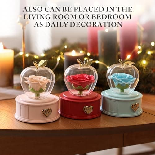 iceevery Bule Preserved Roses with Rose Necklace,Sky Blue Zircon Pendant with to My Love Greeting Card,Forever Rose Gift Jewelry Box,Romantic Gifts for Her,I Love You Gift - Thumbnail 3
