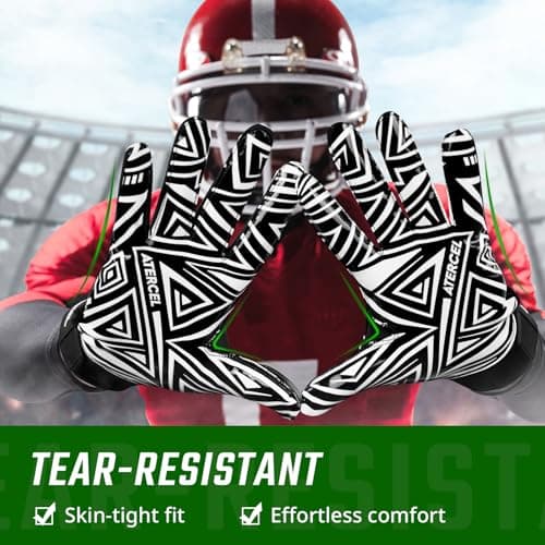 ATERCEL Football Gloves Men Football Receiver Gloves, Enhanced Performance and High Grip Rugby Glove for Adults - Thumbnail 5