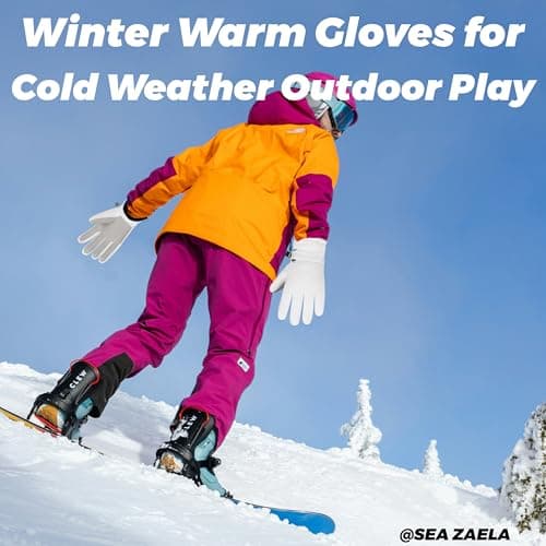 Sea Zaela Waterproof Winter Gloves for Kids Toddler Warm Snow Gloves Boys Girls Ski Gloves Windproof Mittens Youth,Grey Dinosaur,4-6 T - Thumbnail 3