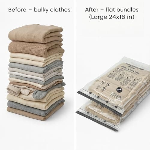Yobobo Vacuum Seal Bags for Clothing: 80% Compression with Rechargeable Pump - Holds 6 Summer Clothes per Bag - 9 Pack Vacuum Seal Bags for Travel - 7-Day Business Family Trips - Thumbnail 6