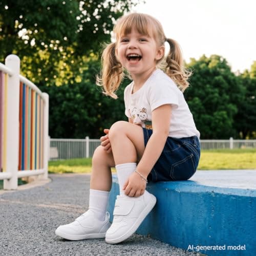 STQ KIDS Toddler Boy Shoes Wide Toe Box Barefoot Shoes Lightweight Girls Sneakers Non-Slip Zero Drop Preschool Walking Running Tennis Shoe Daycare All White Little Kid Size 11 - Thumbnail 3