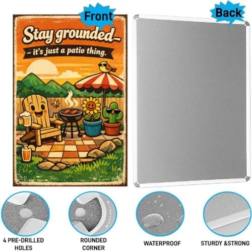 Stay Grounded Its Just A Patio Thing Vintage Metal Tin Sign Funny Outdoor Wall Decor Summer Backyard Grill Garden Humor Art Plaque For Patio Bar Pool Fence Man Cave Gift 8x12 Inch - Thumbnail 5